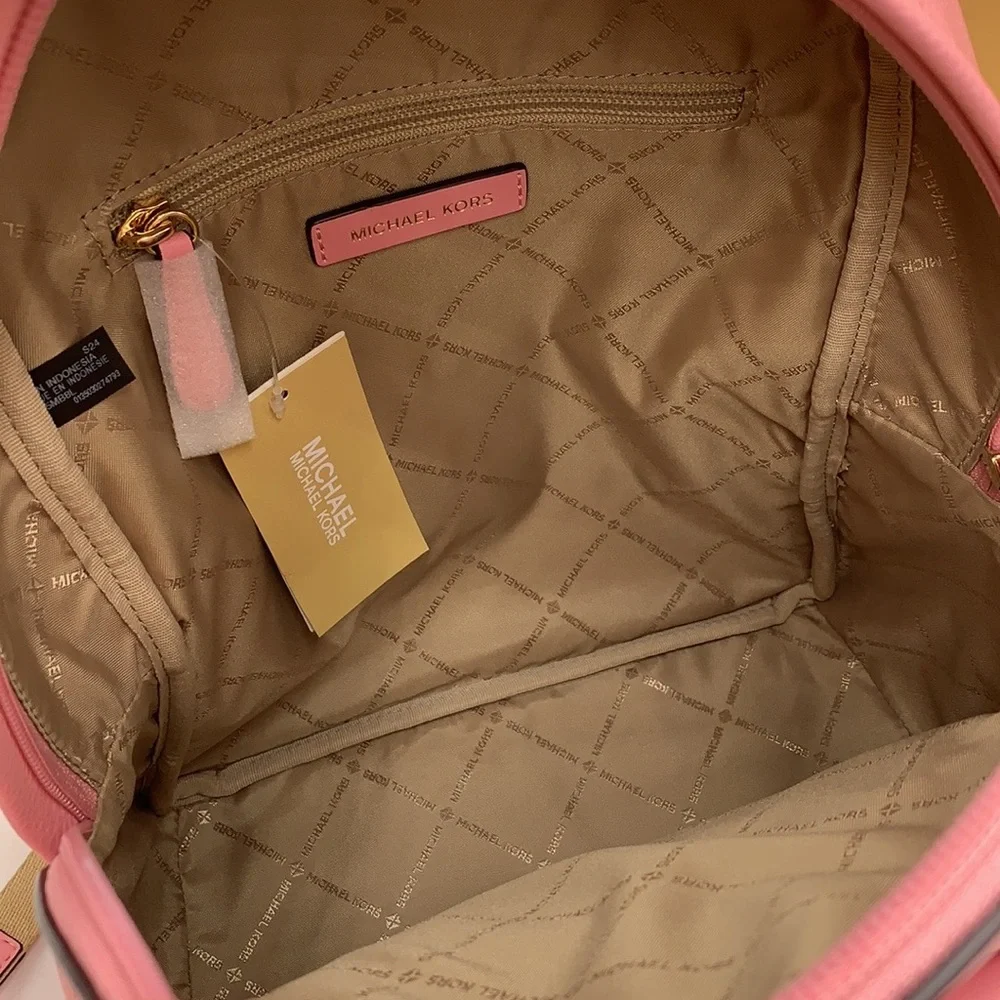 MICHAEL KORS Maisie Medium Pebbled Leather 2-in-1 Backpack Carnation NWT